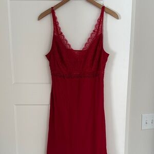 Soma Red Lace-Trim Slip Chemise
